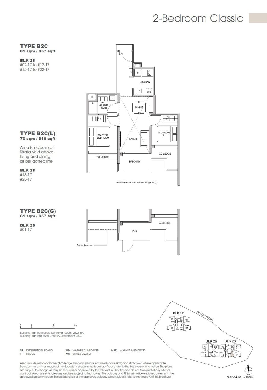 Floor plan B2C — 2 Bedroom Classic, Hillock Green 悦翠轩