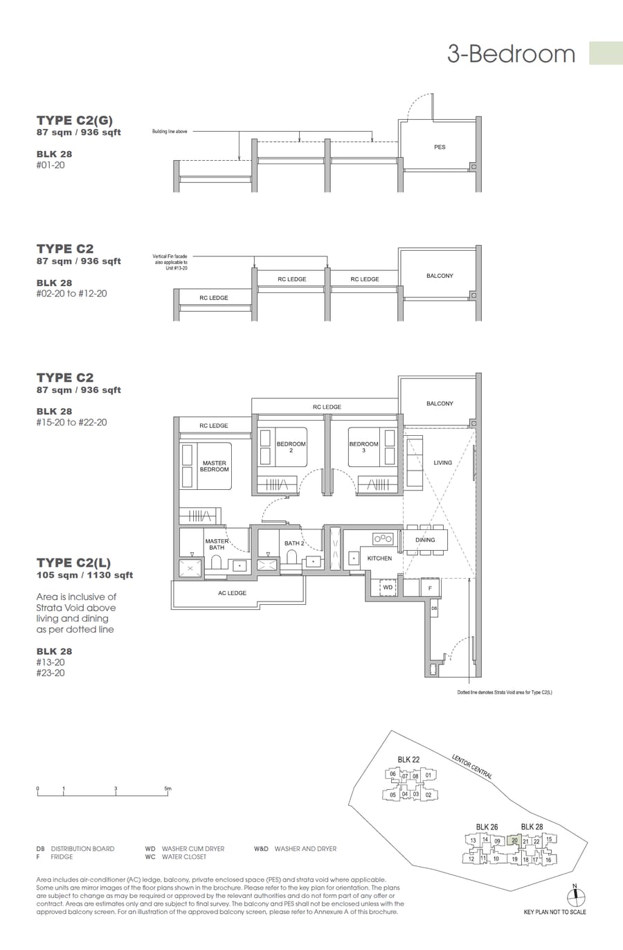 Floor plan C2 — 3 Bedroom, Hillock Green 悦翠轩