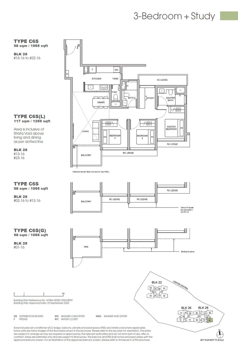Floor plan C6S — 3 Bedroom + Study, Hillock Green 悦翠轩