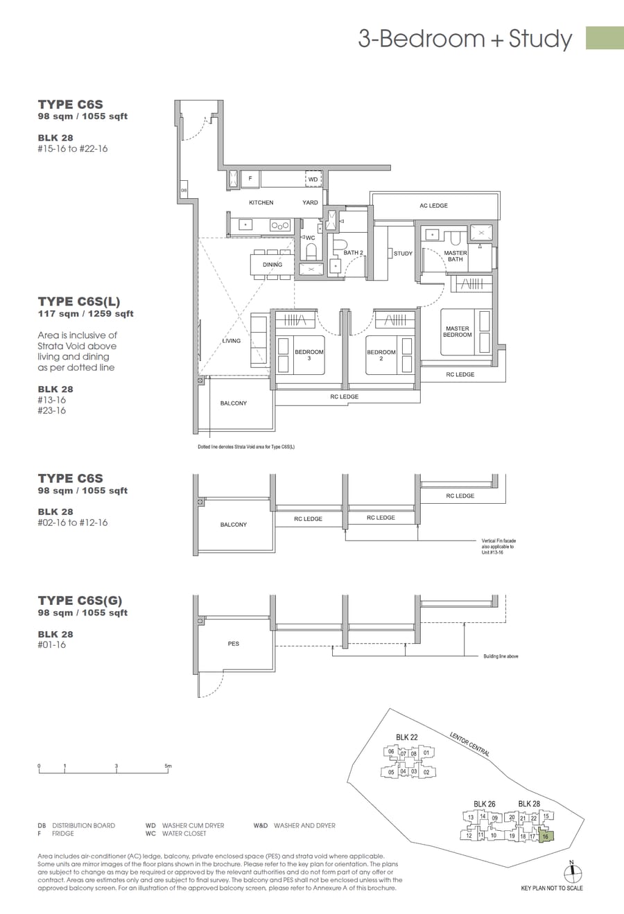 Floor plan C6S(G) — 3 Bedroom + Study, Hillock Green 悦翠轩