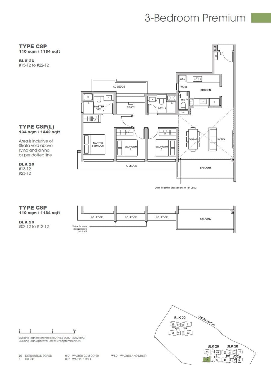 Floor plan C8P — 3 Bedroom Premium, Hillock Green 悦翠轩