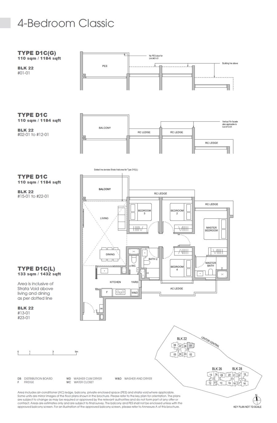 Floor plan D1C — 4 Bedroom Classic, Hillock Green 悦翠轩