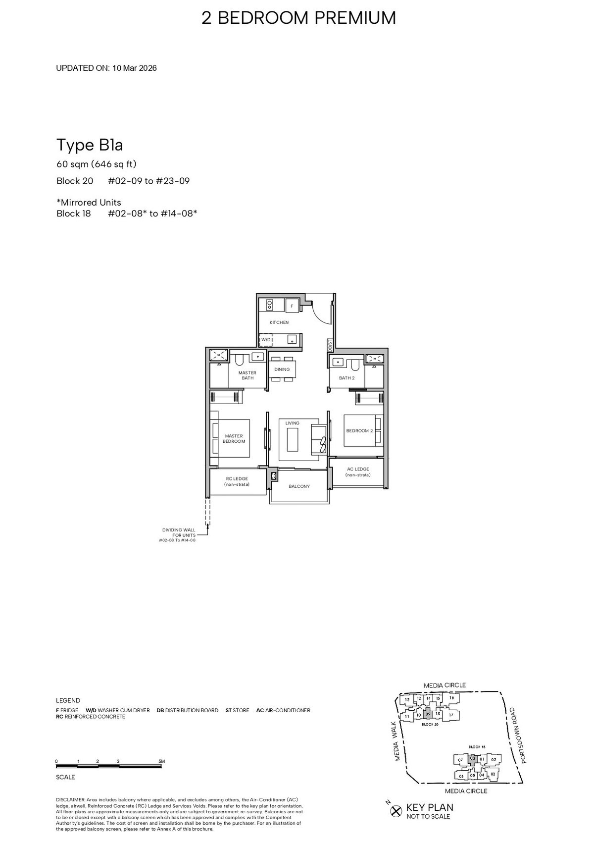 Floor plan B1a — 2 Bedroom Premium