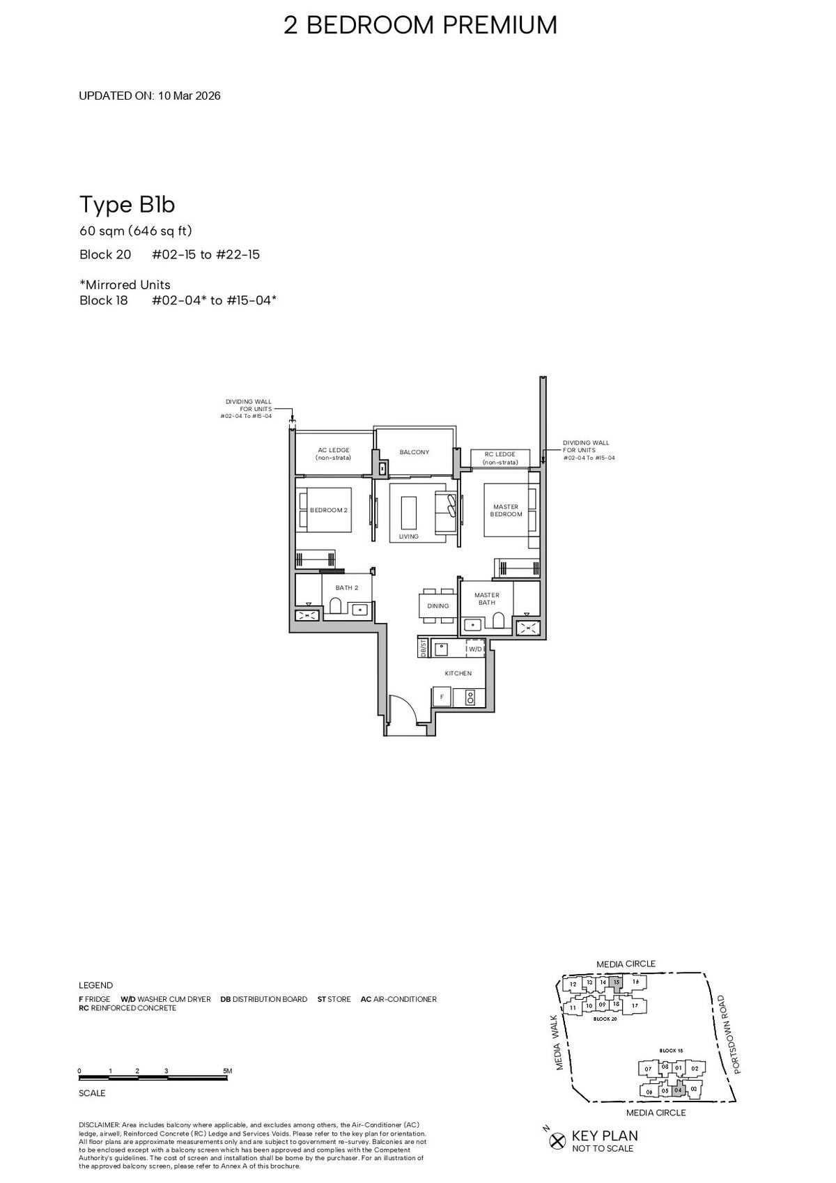 Floor plan B1b — 2 Bedroom Premium