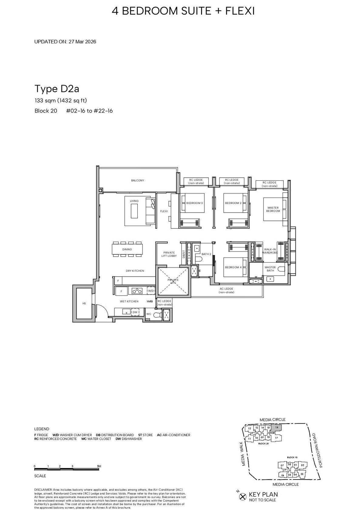 Floor plan D2a — 4 Bedroom Suite + Flexi