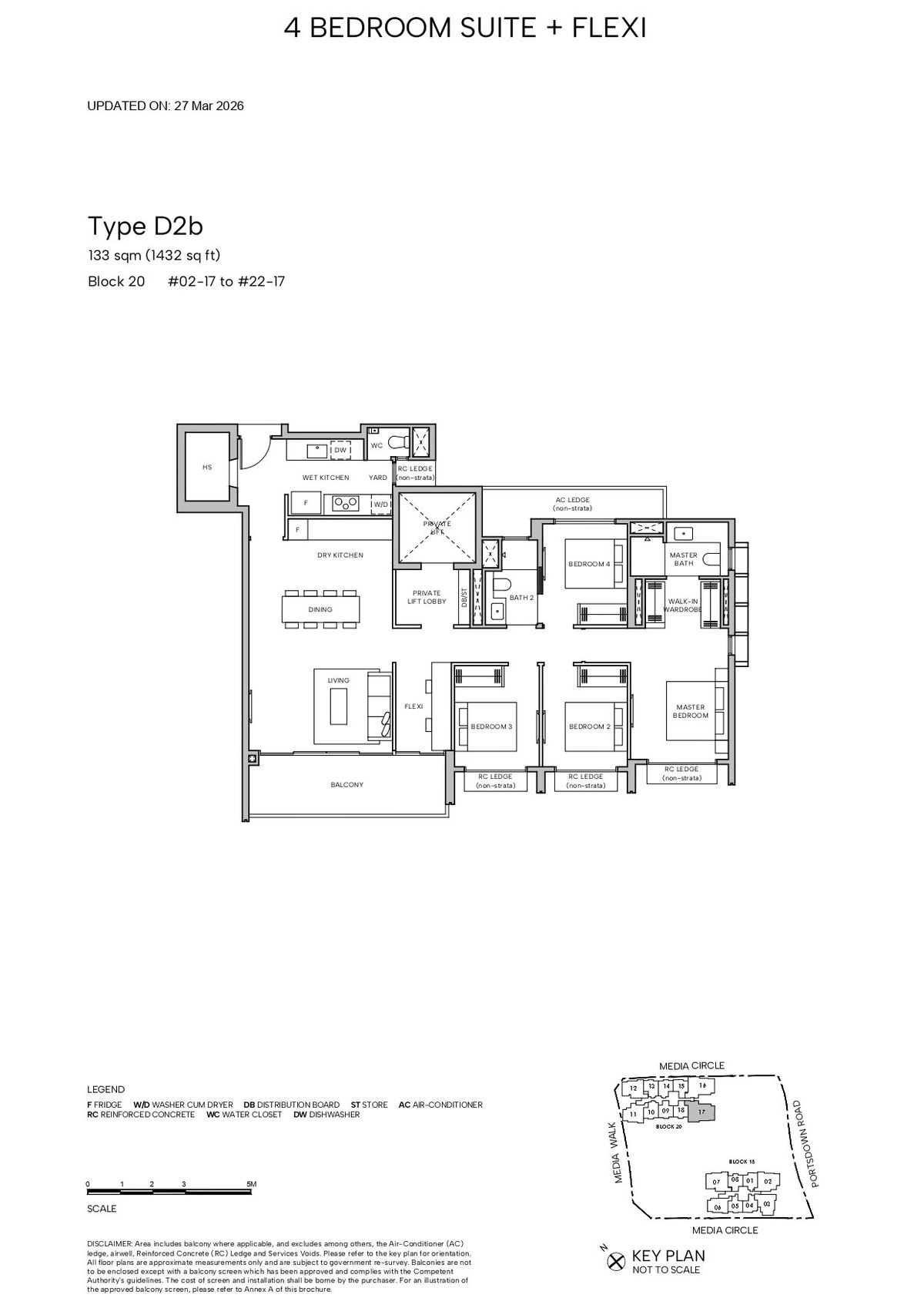 Floor plan D2b — 4 Bedroom Suite + Flexi