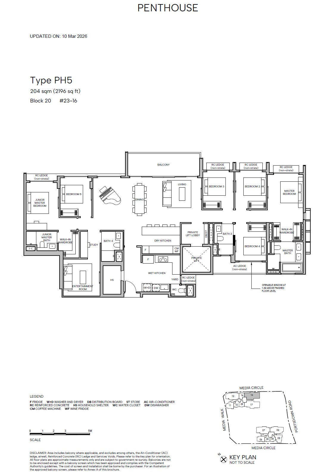 Floor plan PH5 — 6br + Entertainment + Private Lift