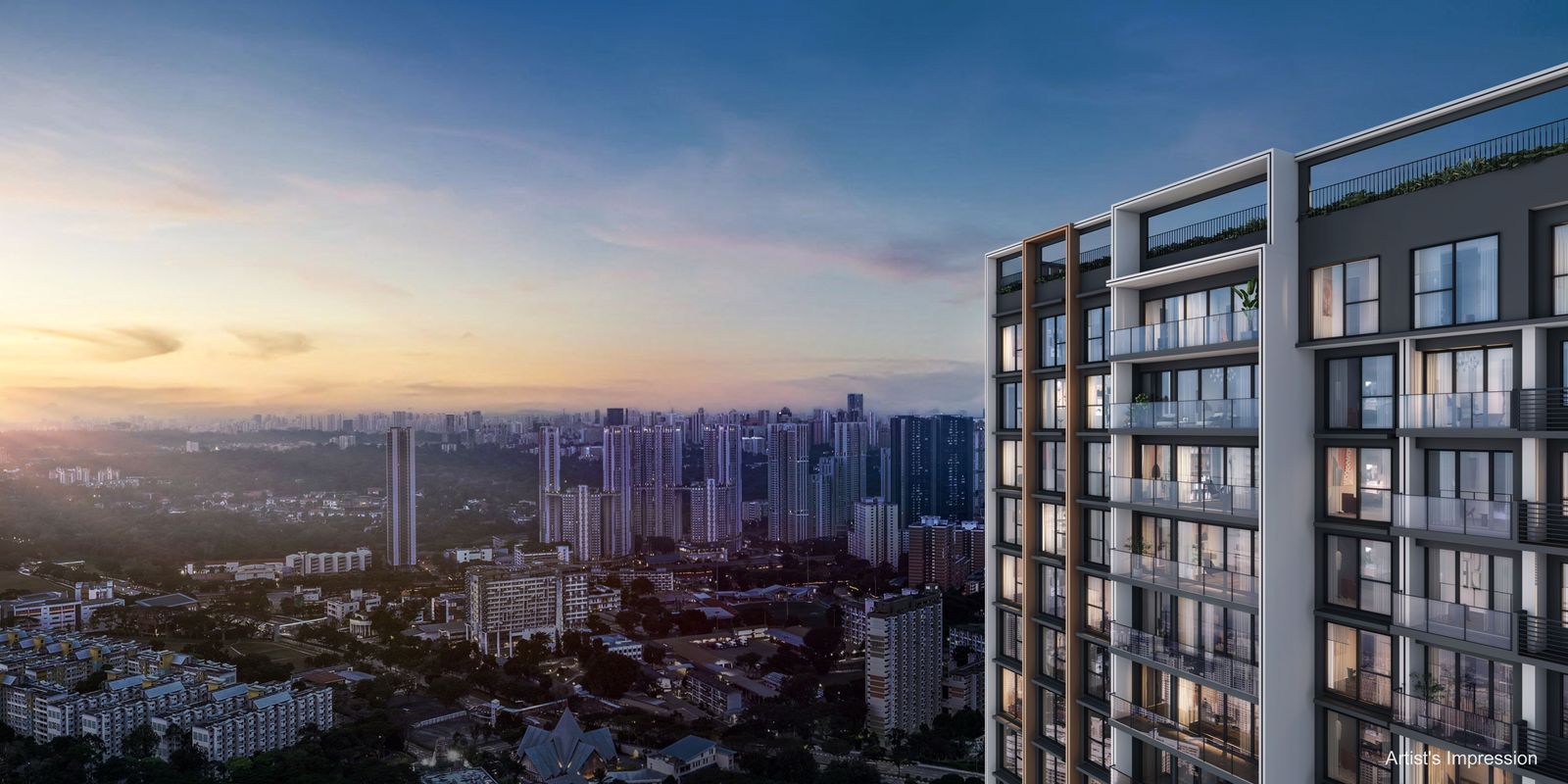 Hudson Place Residences — evening artist's impression