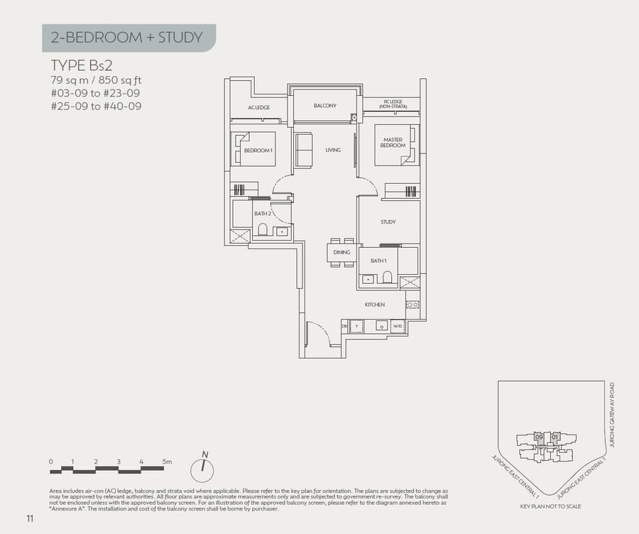 Floor plan Bs2 — 2 Bedroom+Study, Jden 聚鼎