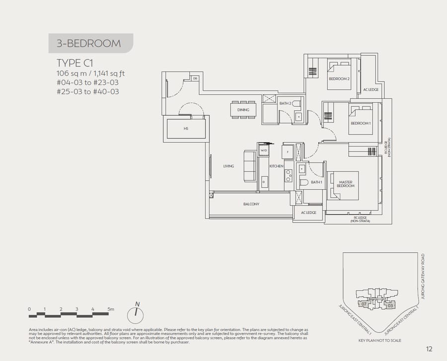 Floor plan C1 — 3 Bedroom, Jden 聚鼎