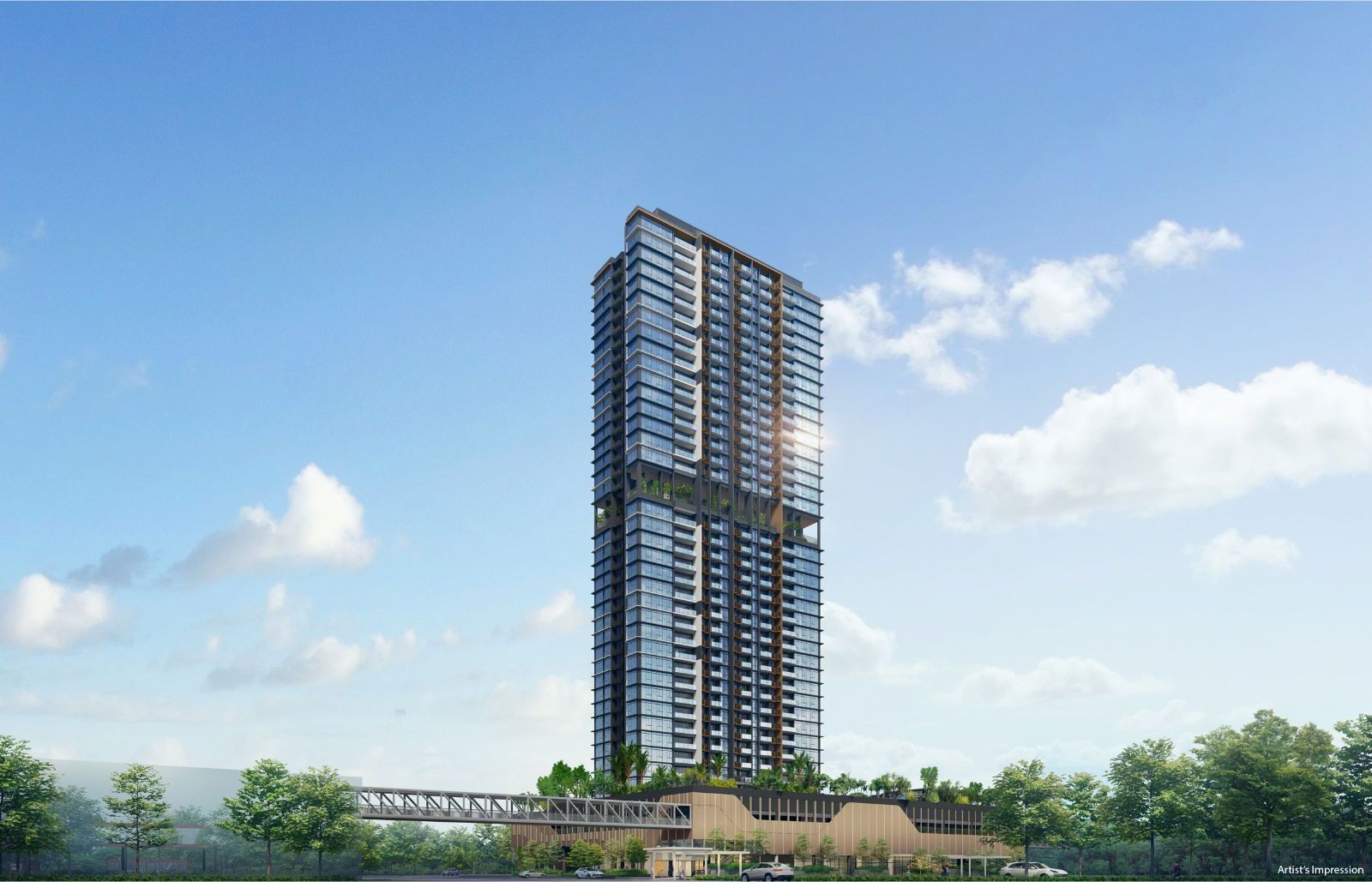Jden 聚鼎 — artist's impression of the 40-storey mixed-use tower on the former JCube site in Jurong East