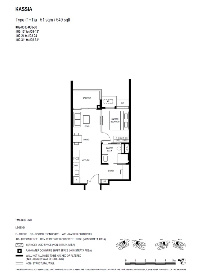 Floor plan (1+1)a — 1 Bedroom (with study)