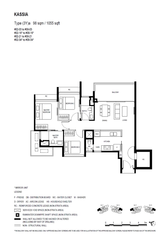 Floor plan (3Y)a — 3 Bedroom (with Yard)