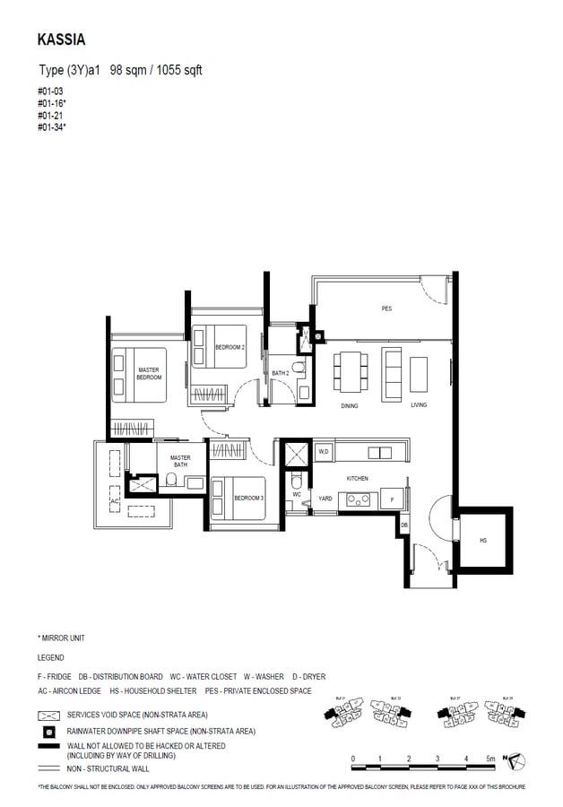 Floor plan (3Y)a1 — 3 Bedroom (with Yard)