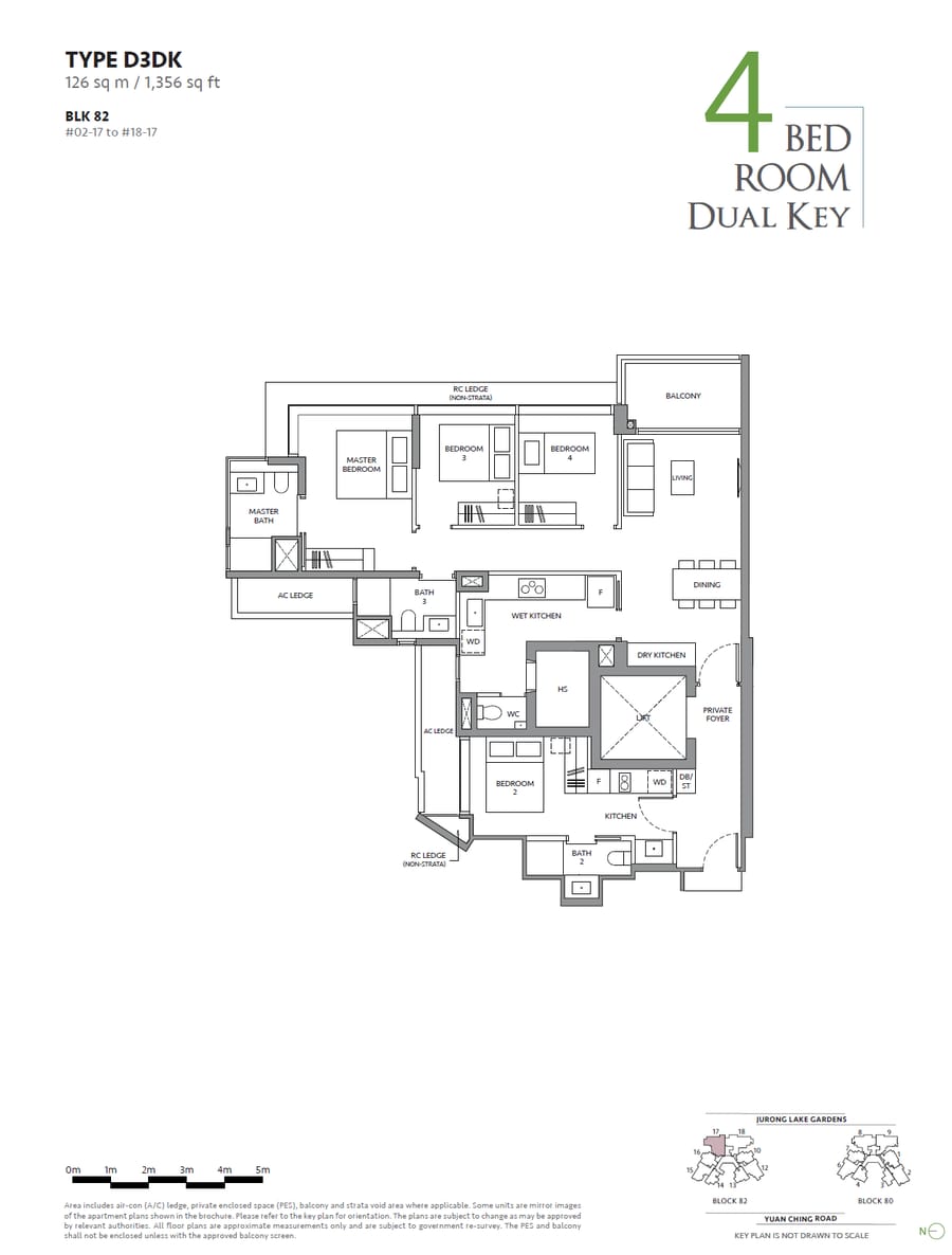 Floor plan D3DK — 4 Bedroom Dual Key