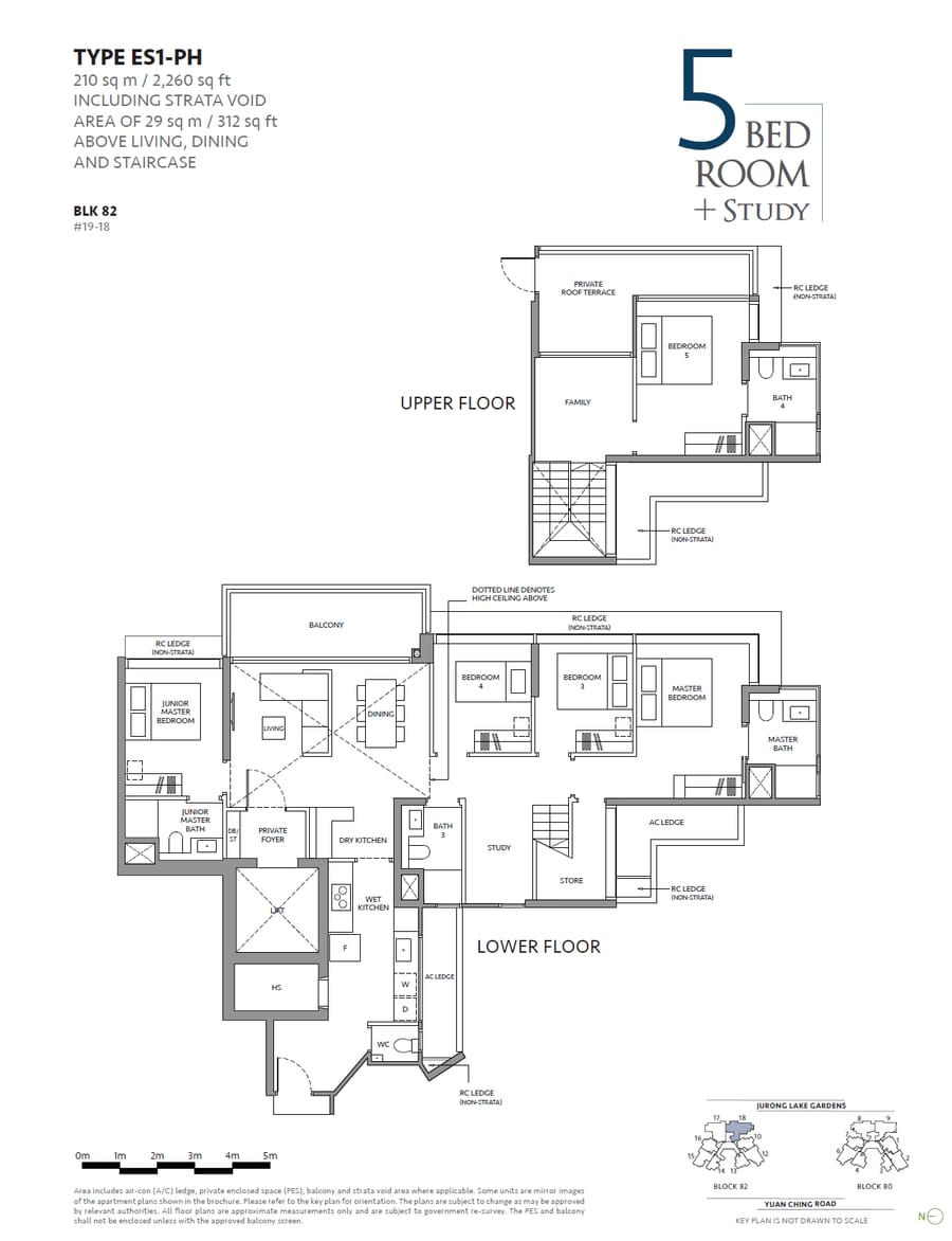 Floor plan ES1-PH — 5 Bedroom + Study