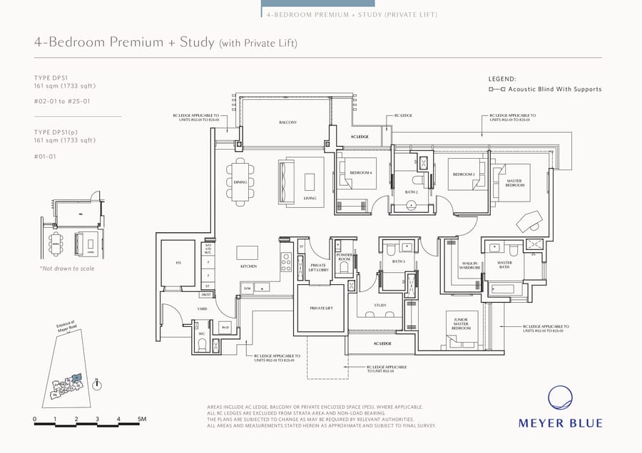 Floor plan DPS1a — 4 Bedroom Premium + Study (Private Lift)