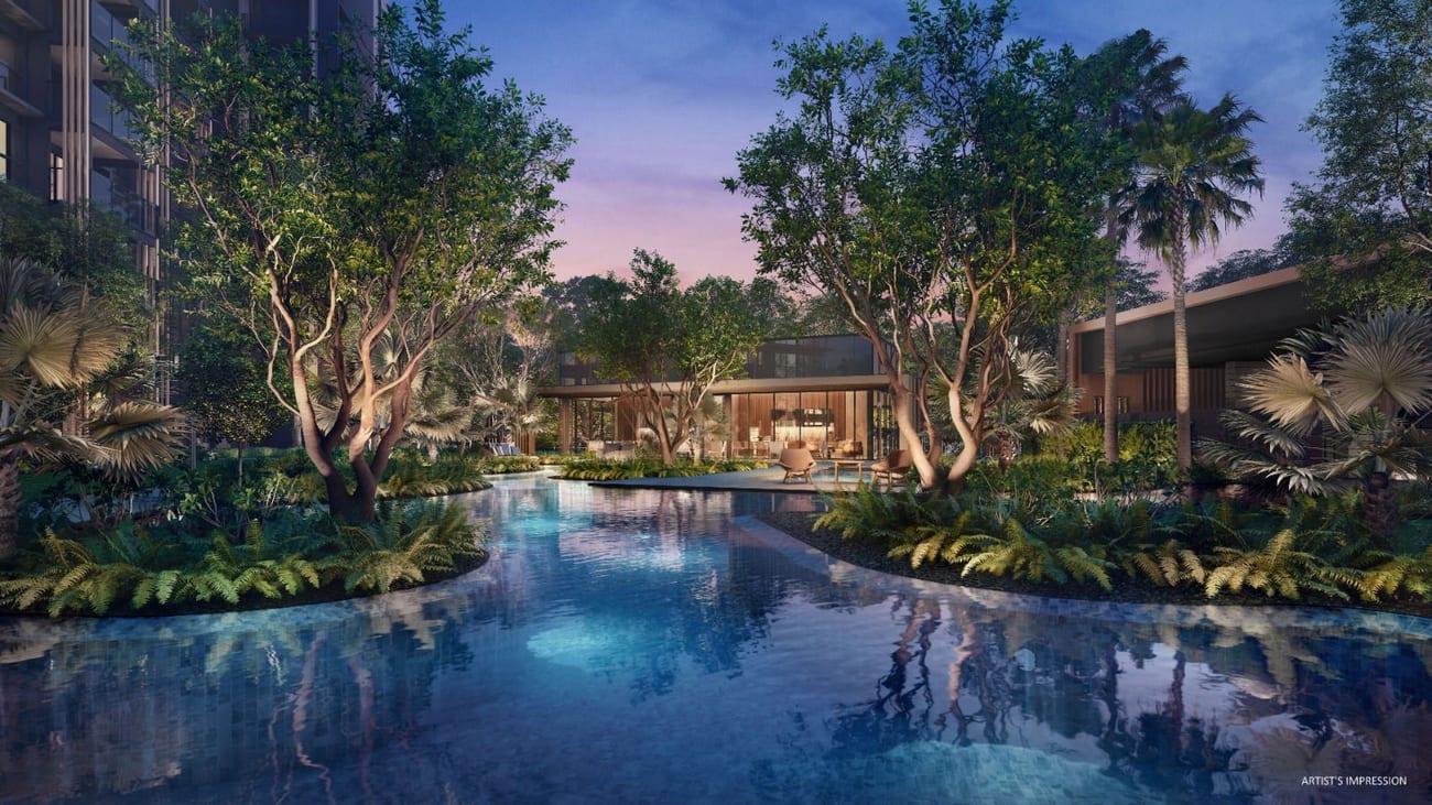 Meyer Blue — Archipelago Pool at night, artist's impression