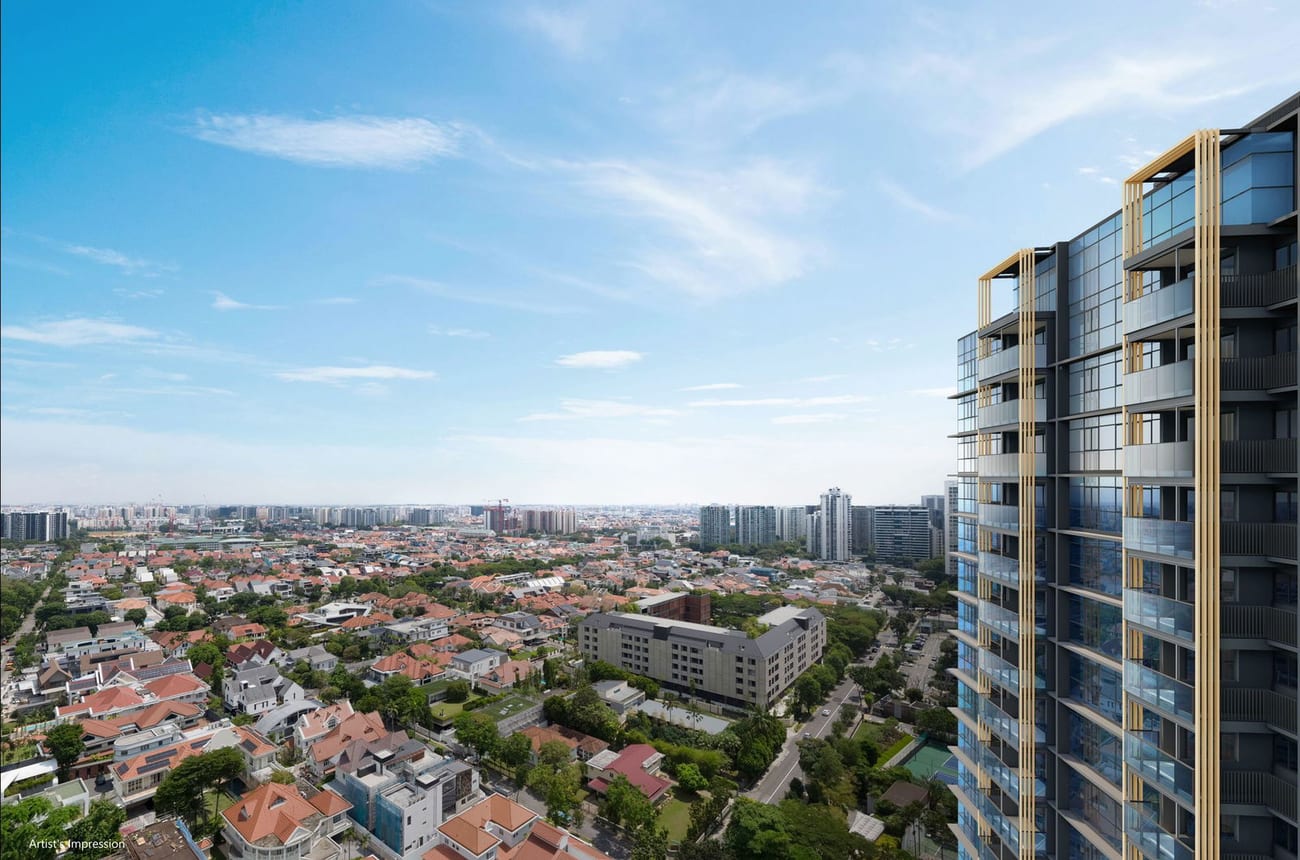 Meyer Blue — Aerial view over the estate, artist's impression