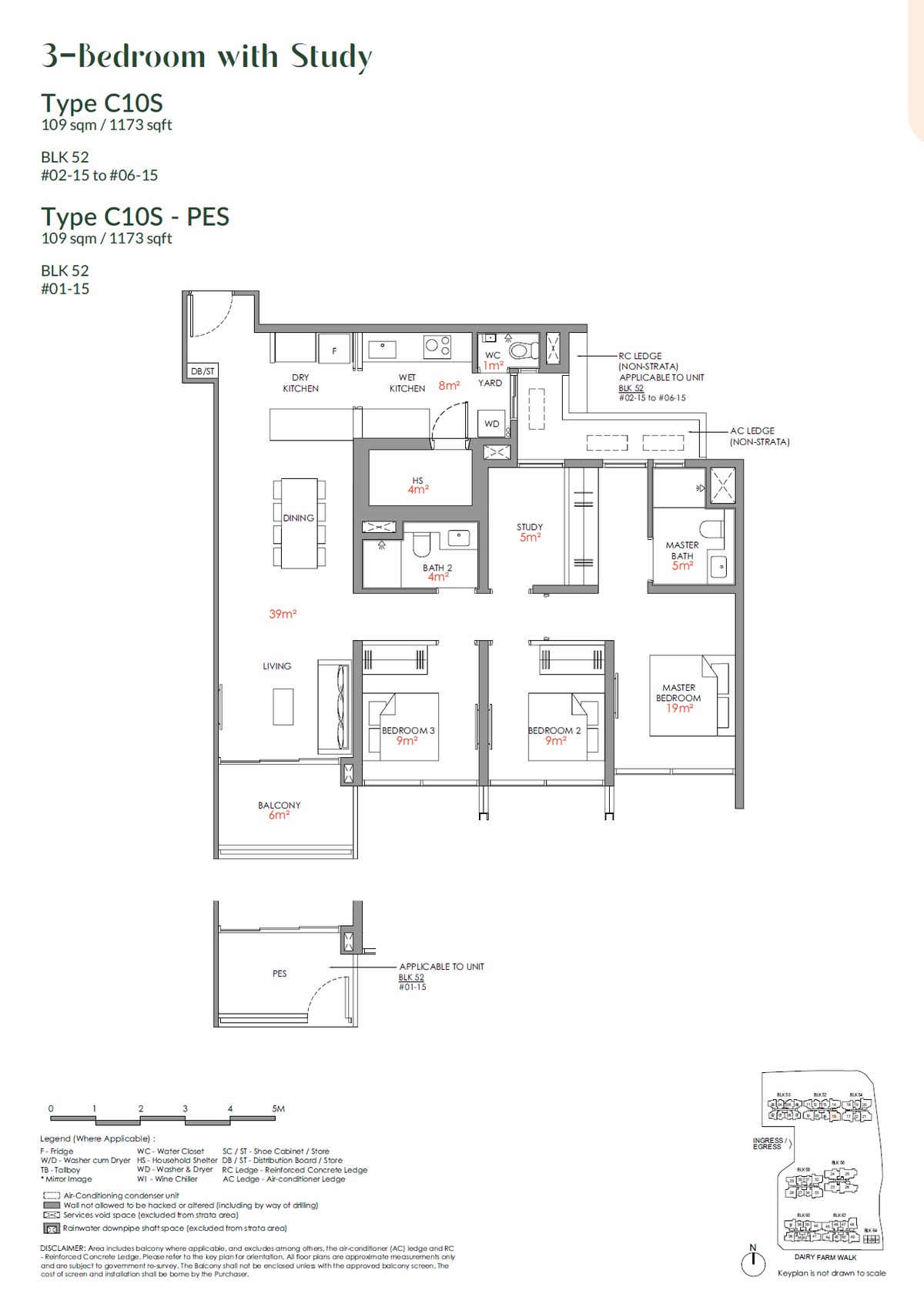 Floor plan C10S — 3 Bedroom With Study