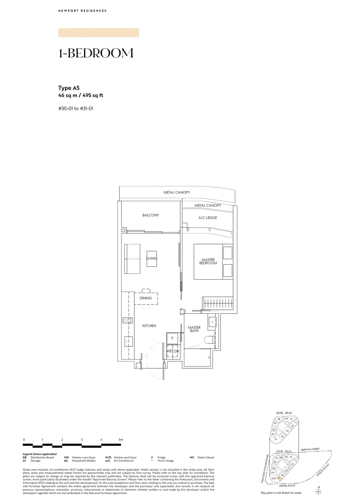 Floor plan A5 — 1 Bedroom