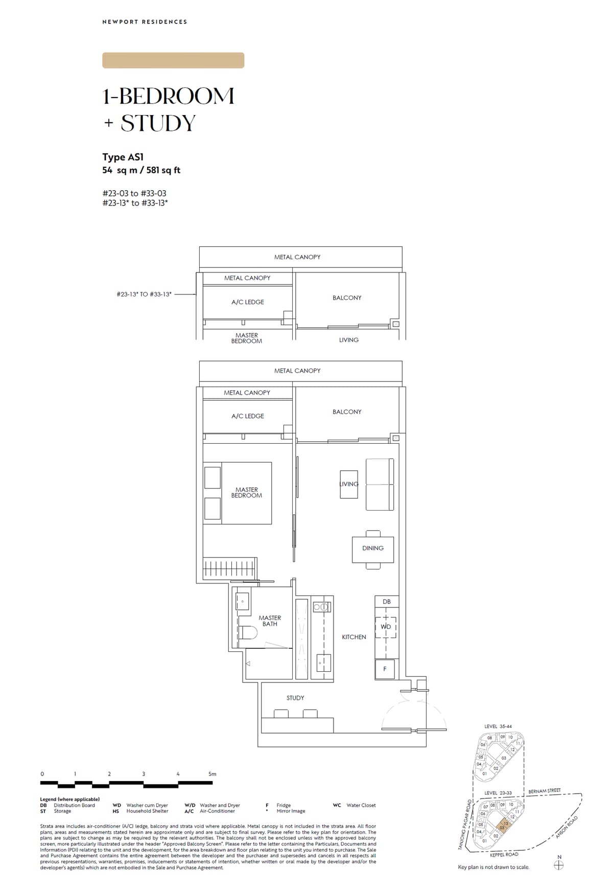 Floor plan AS1 — 1 Bedroom + Study