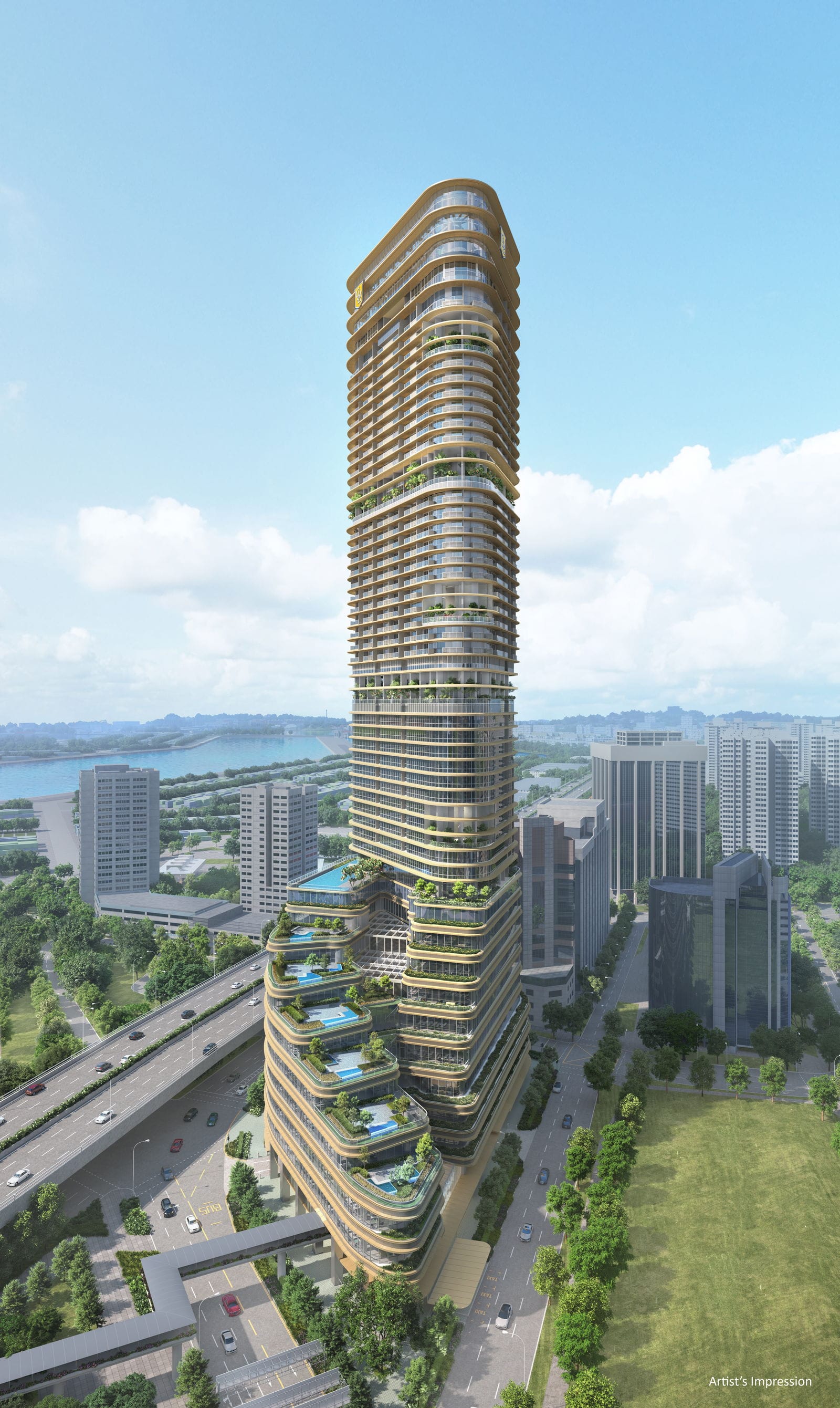 Newport Residences — cascading terraces render