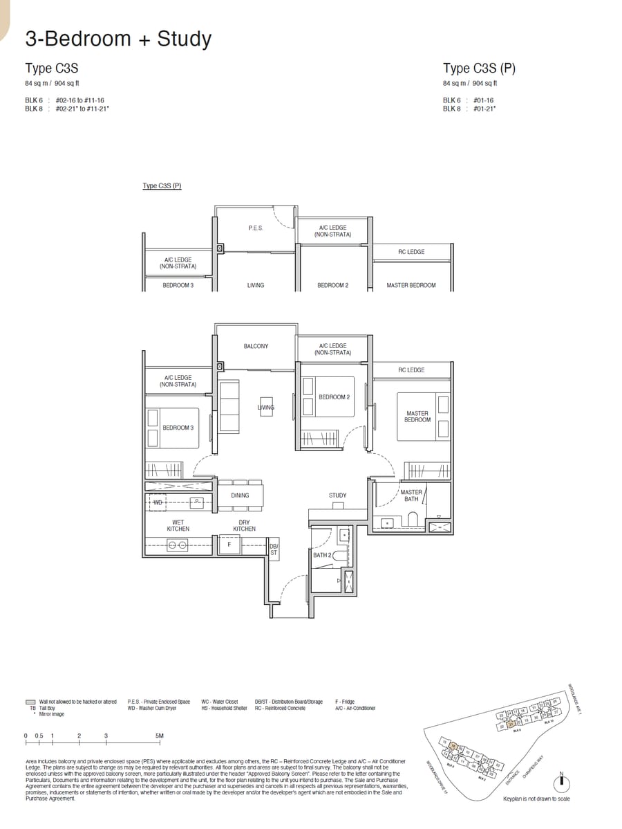 Floor plan C3S — 3 BEDROOM + STUDY