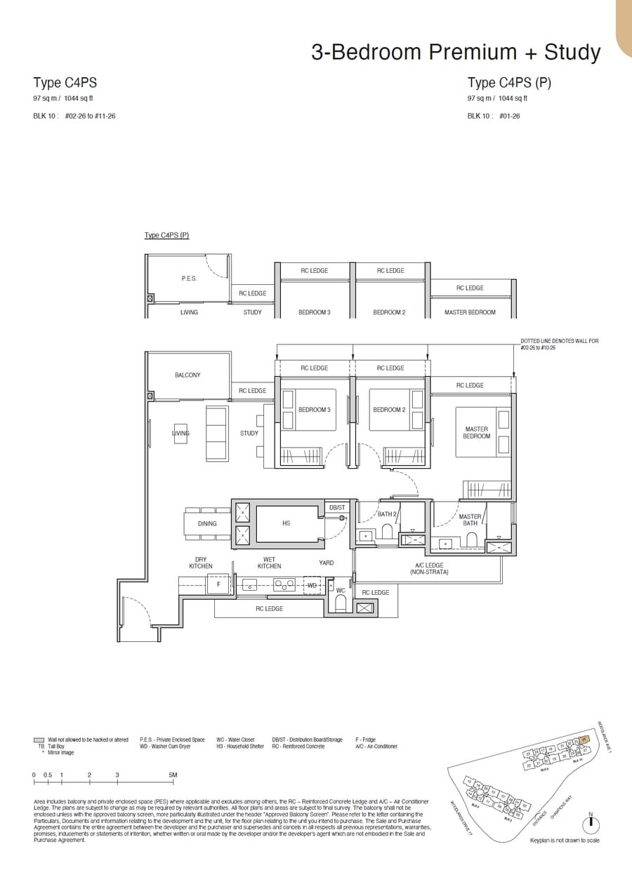 Floor plan C4PS — 3 BEDROOM PREMIUM + STUDY