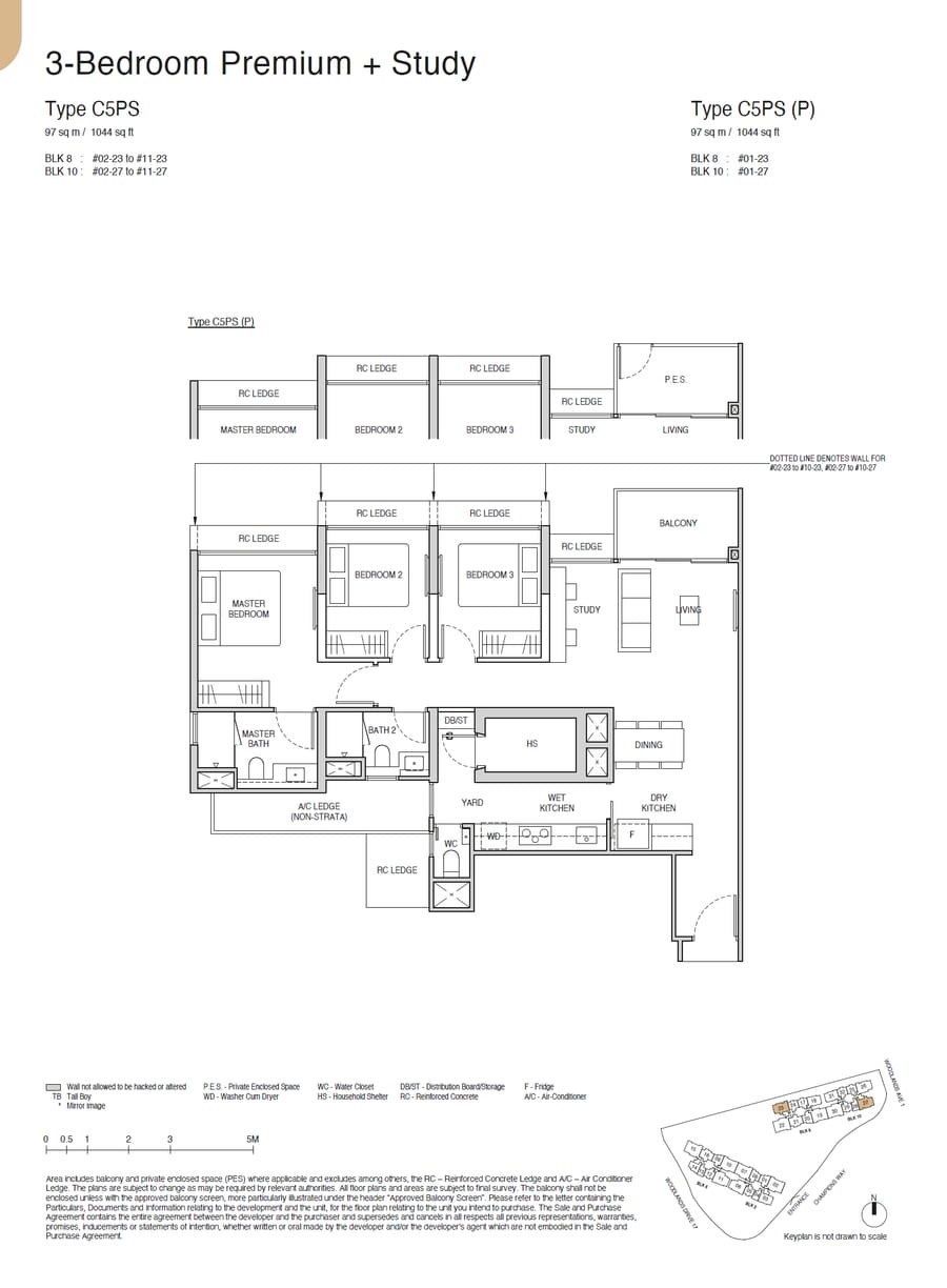 Floor plan C5PS — 3 BEDROOM PREMIUM + STUDY