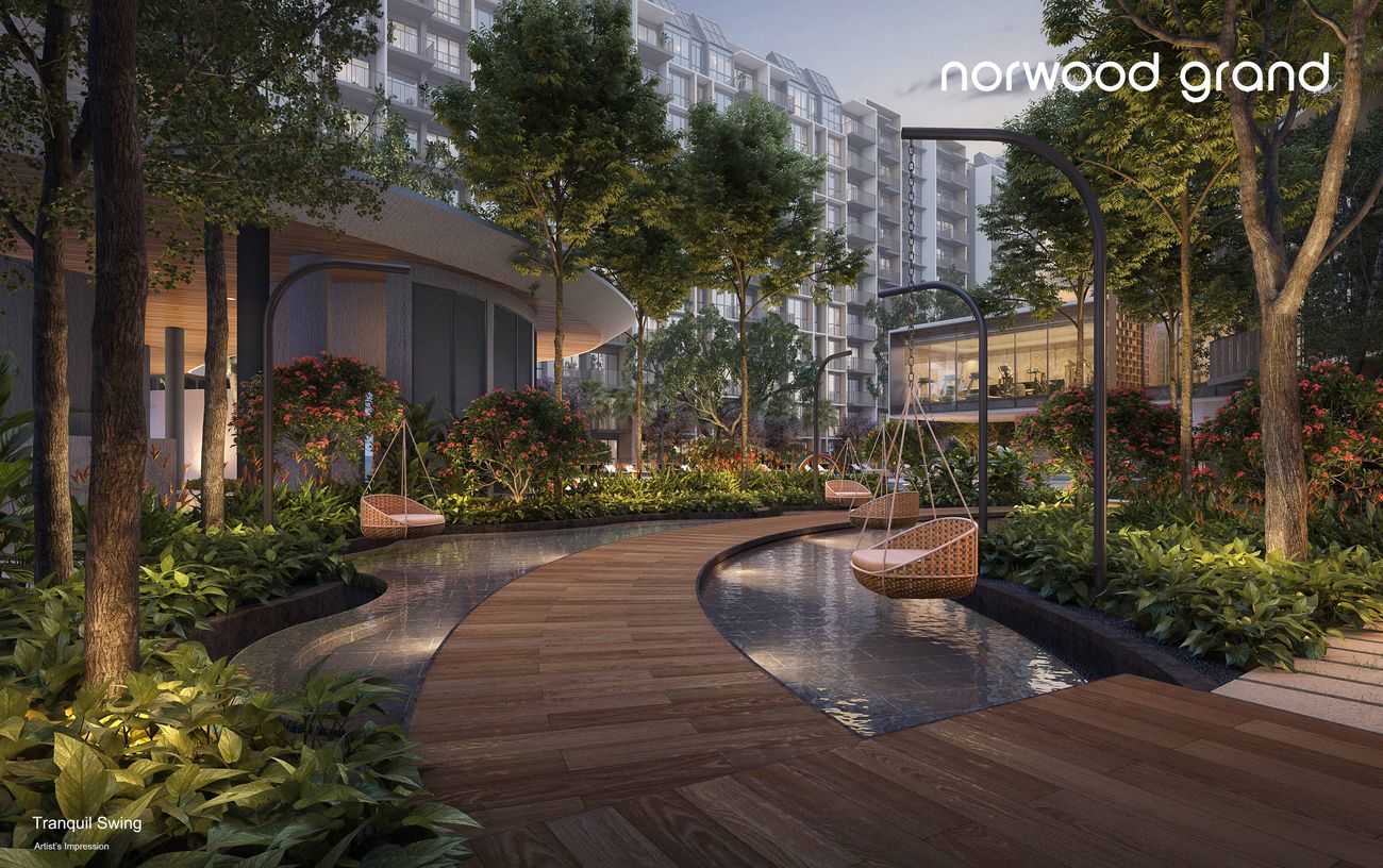 Norwood Grand — Tranquil Swing garden, artist's impression