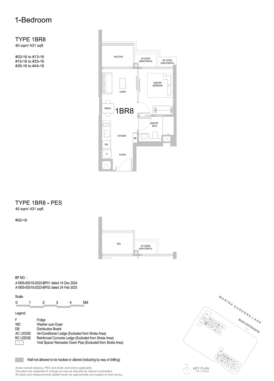 Floor plan 1BR8-PES — 1 Bedroom