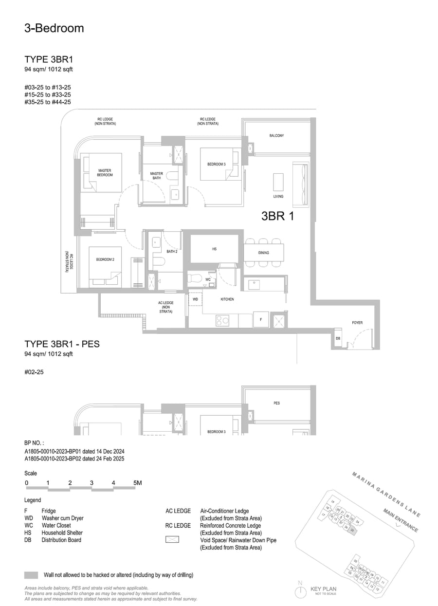 Floor plan 3BR1 — 3 Bedroom