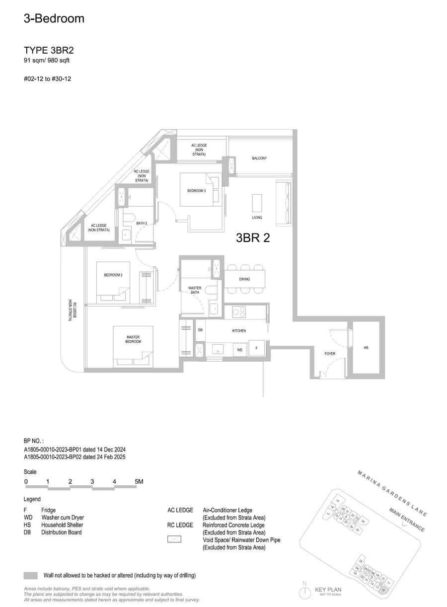 Floor plan 3BR2 — 3 Bedroom