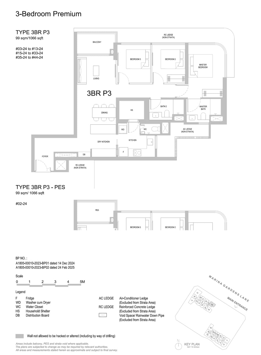 Floor plan 3BR P3-PES — 3 Bedroom Premium