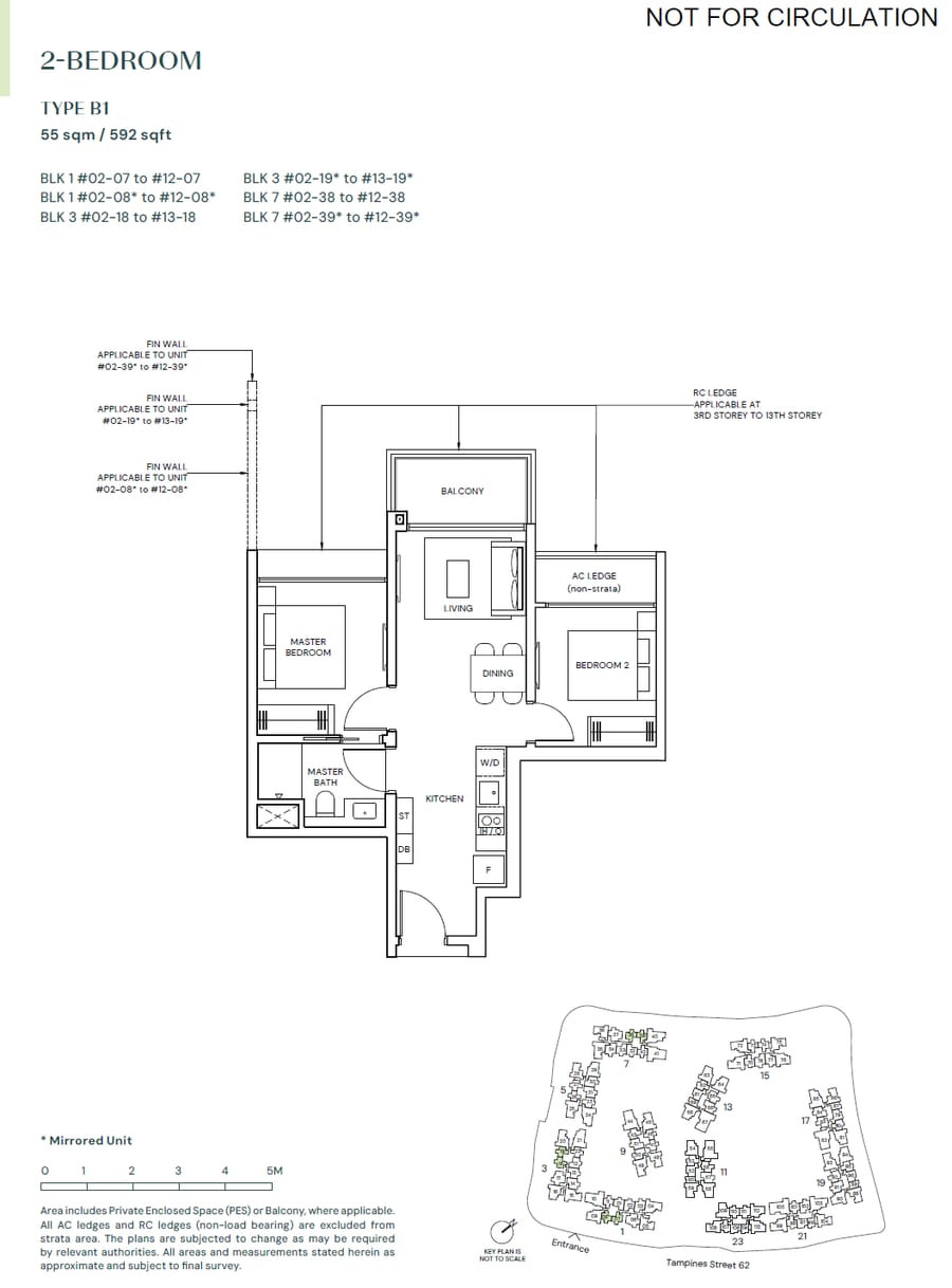 Floor plan B1 — 2 BEDROOM