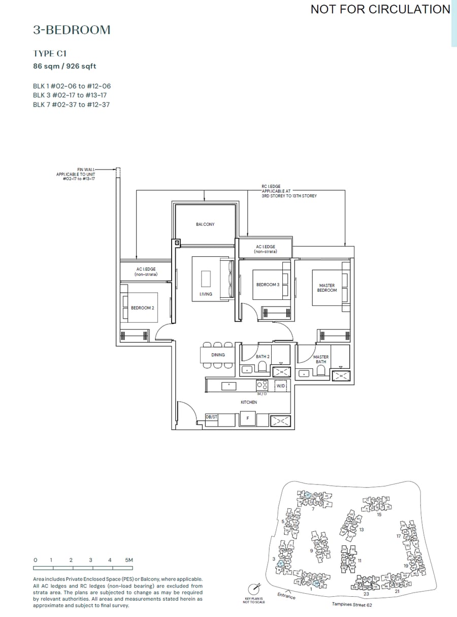 Floor plan C1 — 3 BEDROOM