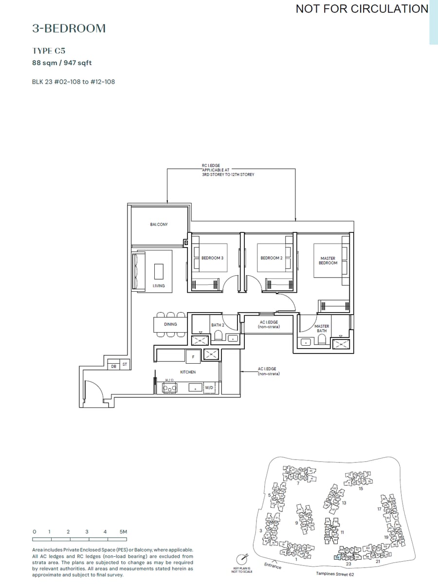 Floor plan C5 — 3 BEDROOM