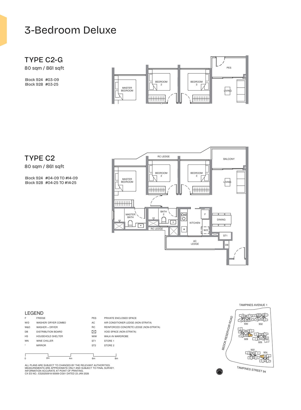 Floor plan C2-G — 3 Bedroom Deluxe