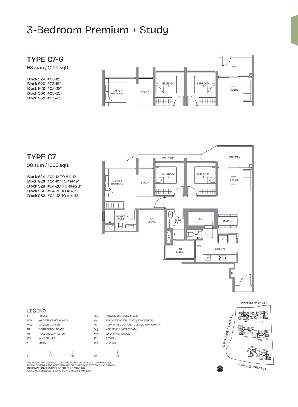 Floor plan C7-G — 3 Bedroom Premium + Study
