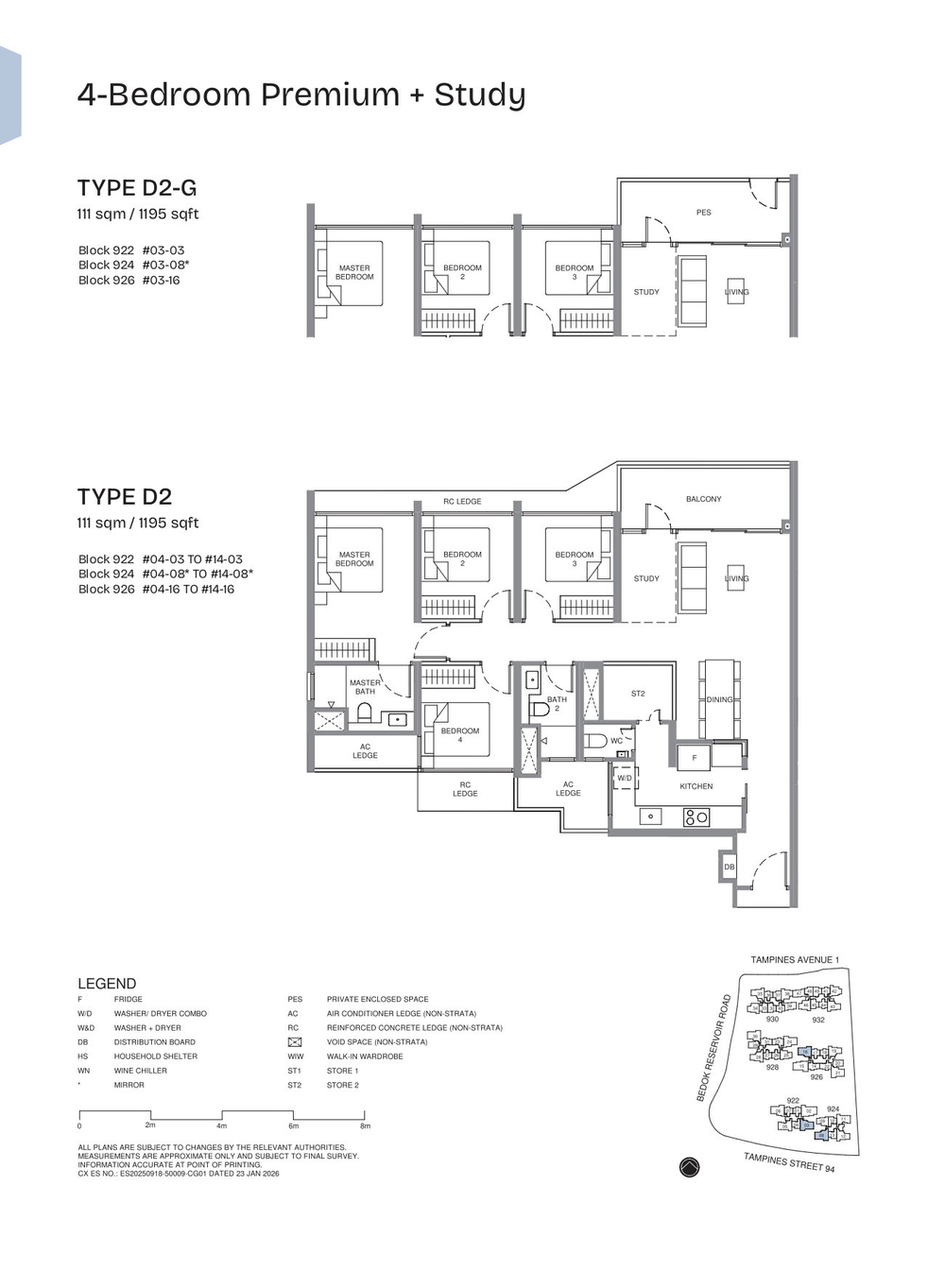 Floor plan D2 — 4 Bedroom Premium + Study