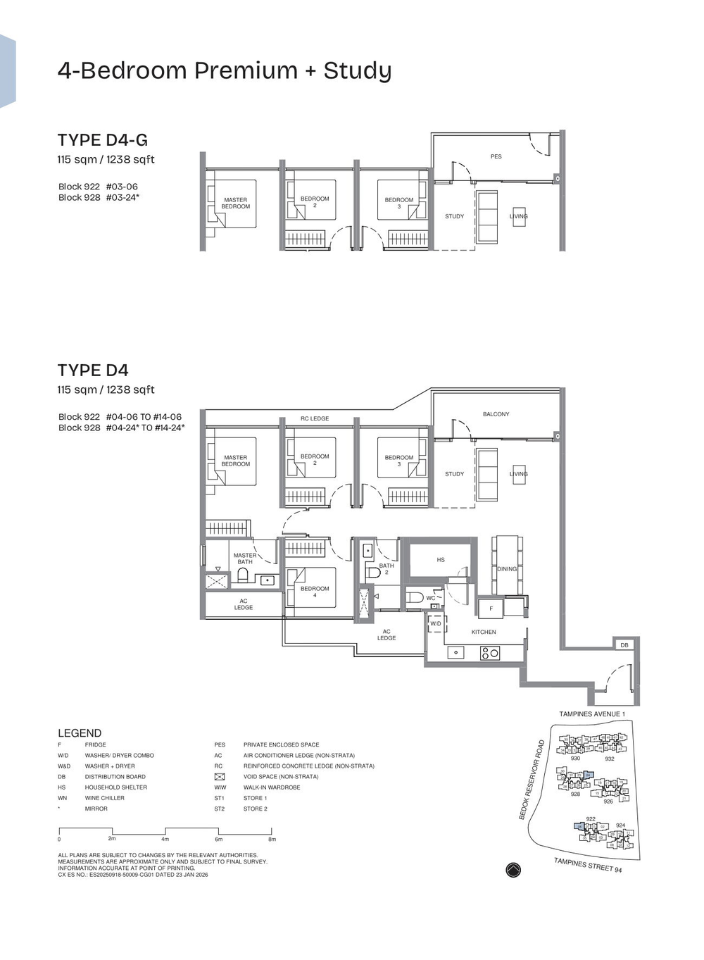 Floor plan D4-G — 4 Bedroom Premium + Study