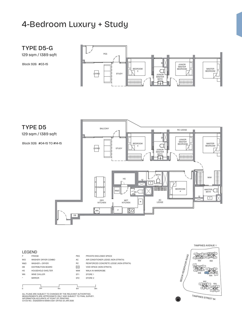Floor plan D5 — 4 Bedroom Luxury + Study
