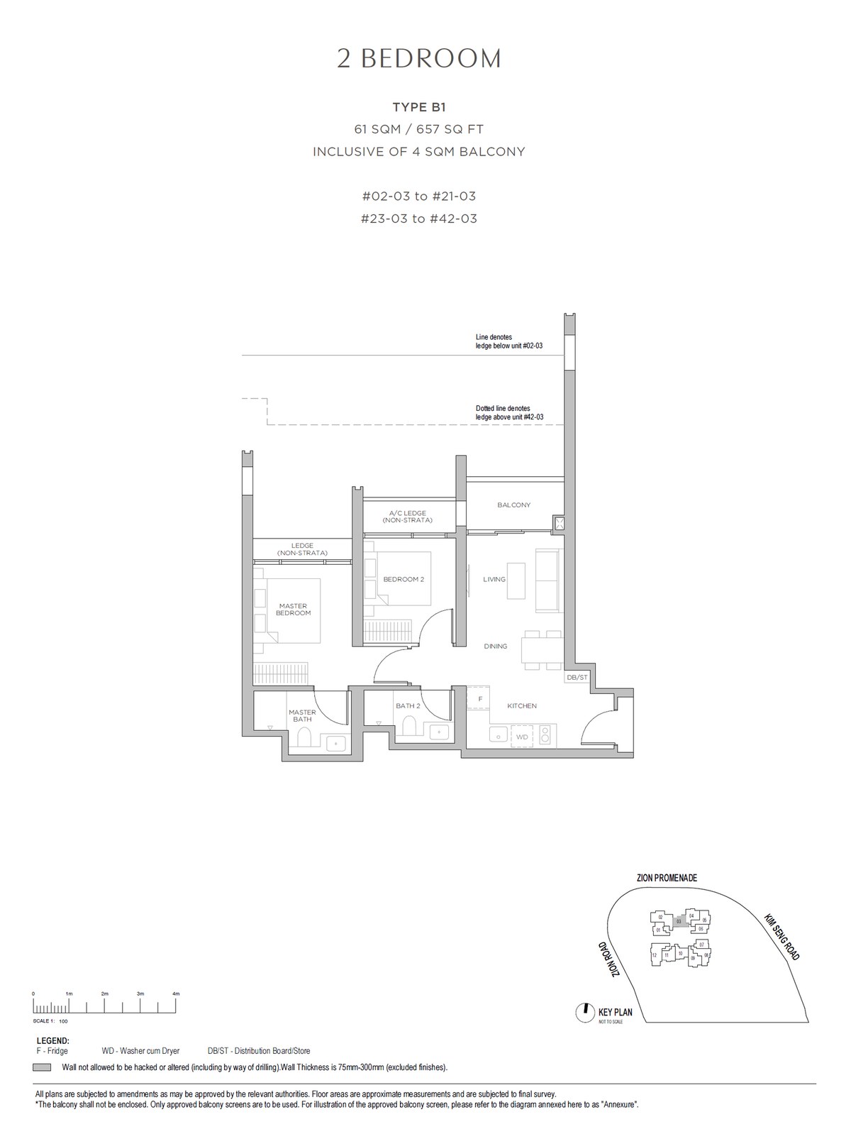 Floor plan B1 — 2 Bedroom · Promenade Peak