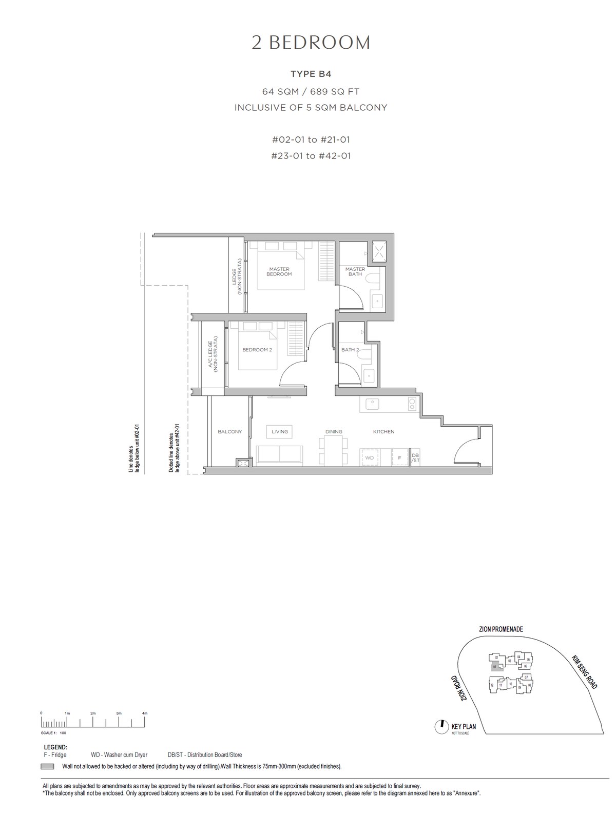 Floor plan B4 — 2 Bedroom · Promenade Peak