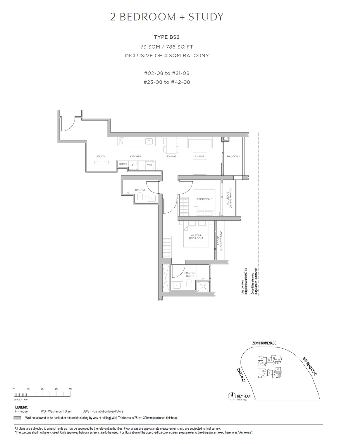 Floor plan BS2 — 2 Bedroom + Study · Promenade Peak