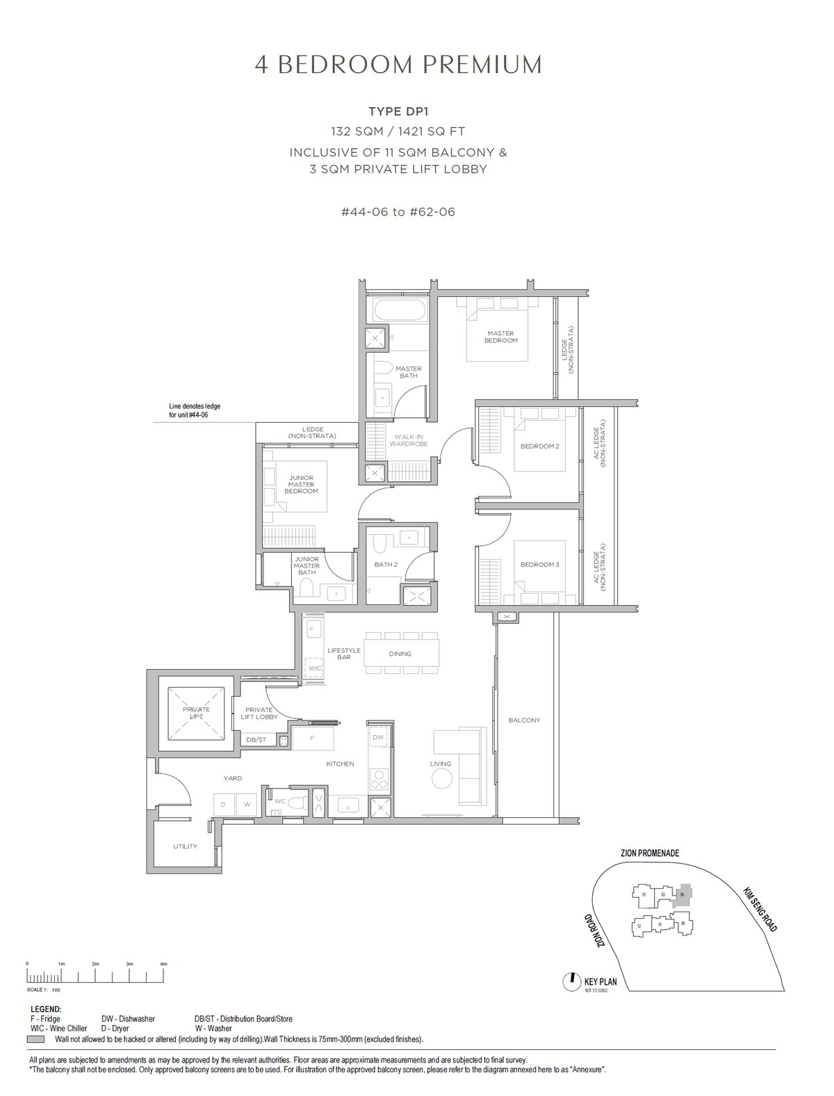 Floor plan DP1 — 4 Bedroom Premium (With Private Lift) · Promenade Peak