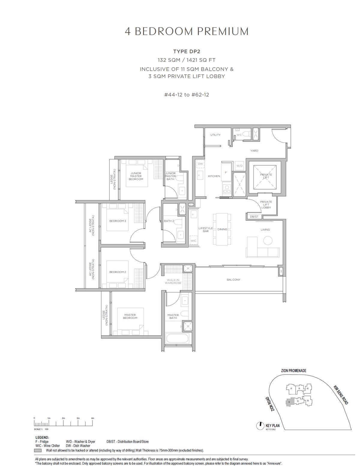 Floor plan DP2 — 4 Bedroom Premium (With Private Lift) · Promenade Peak