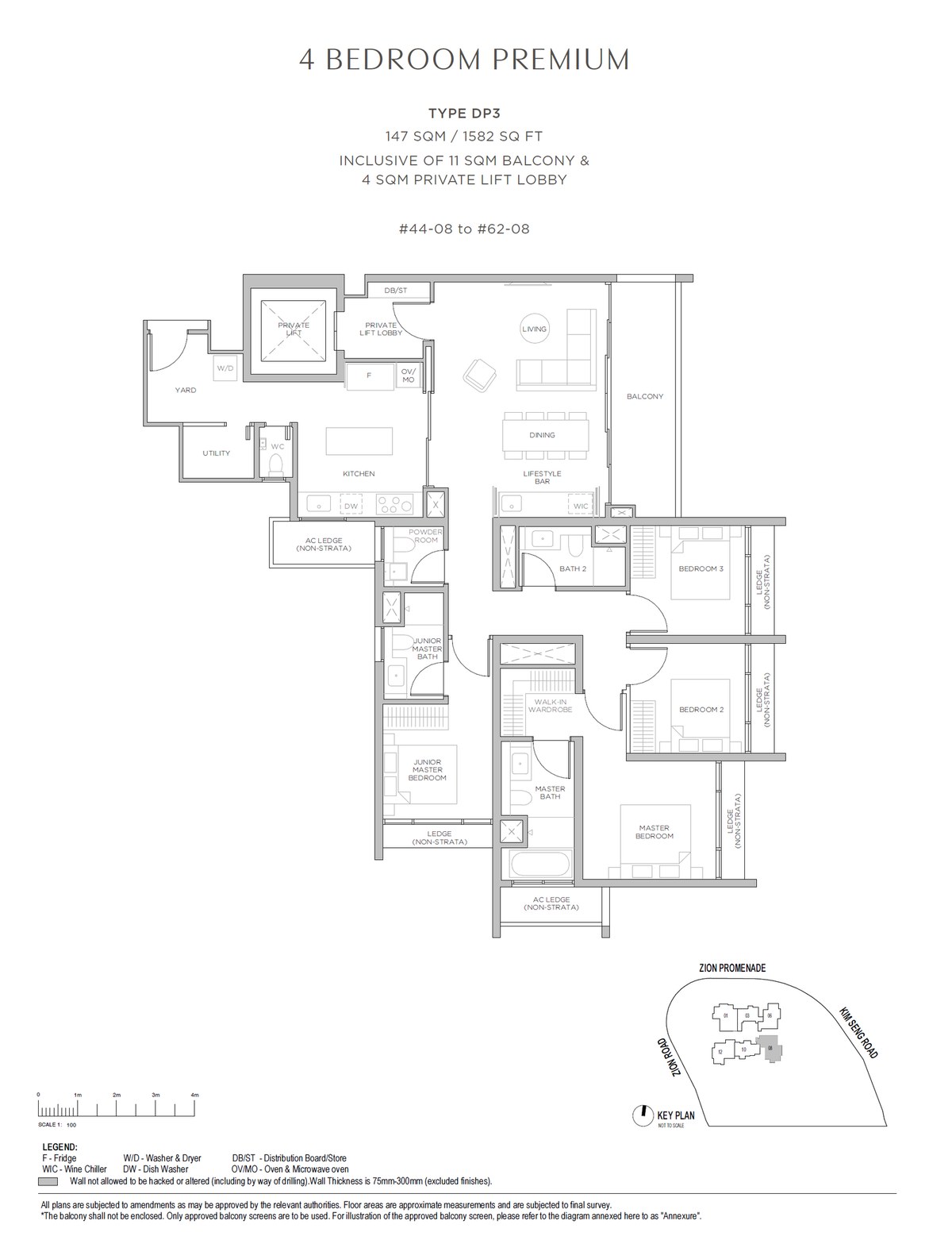 Floor plan DP3 — 4 Bedroom Premium (With Private Lift) · Promenade Peak