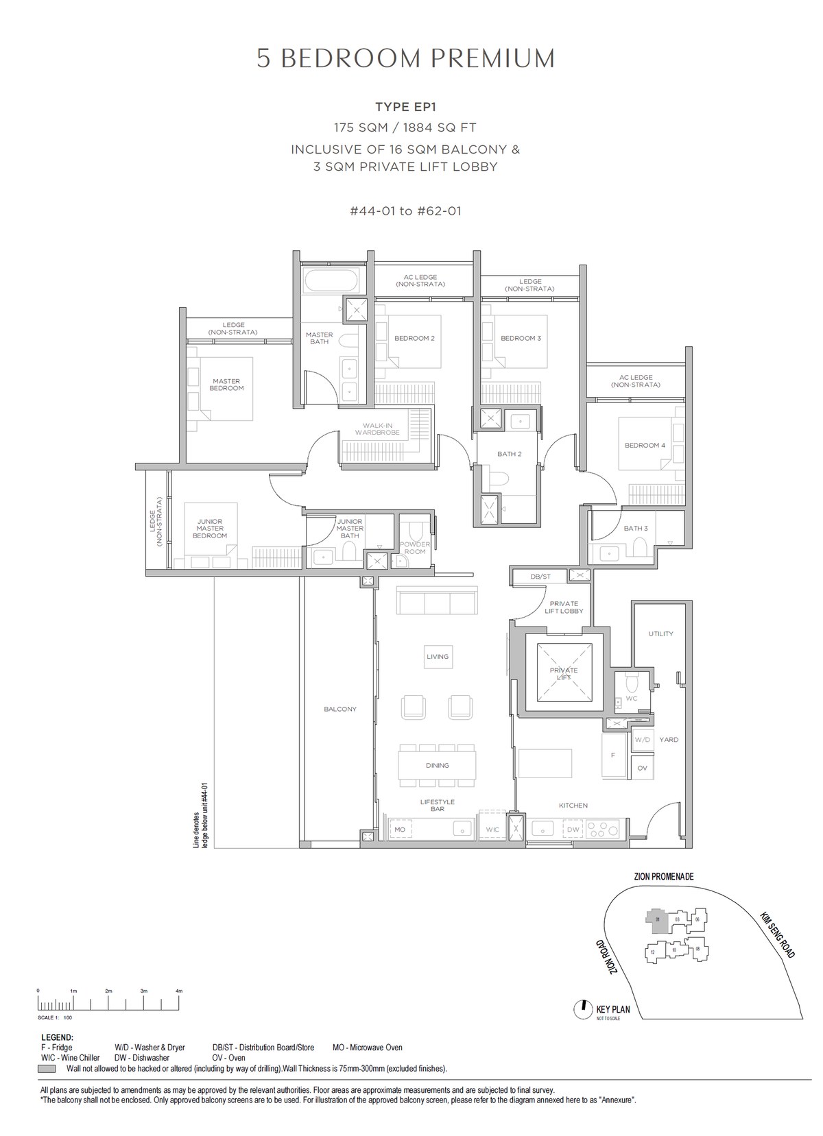 Floor plan EP1 — 5 Bedroom Premium (With Private Lift) · Promenade Peak